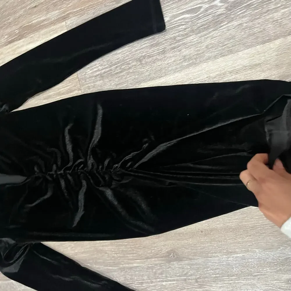 All Saints Mini Velvet Long Sleeve Deep V Dress Size XS - Picture 7 of 7